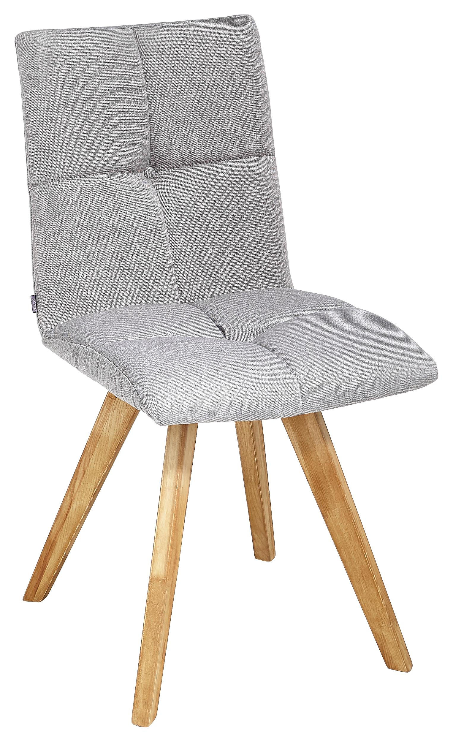 Stuhl in Holz, Textil Eichefarben, Hellgrau
