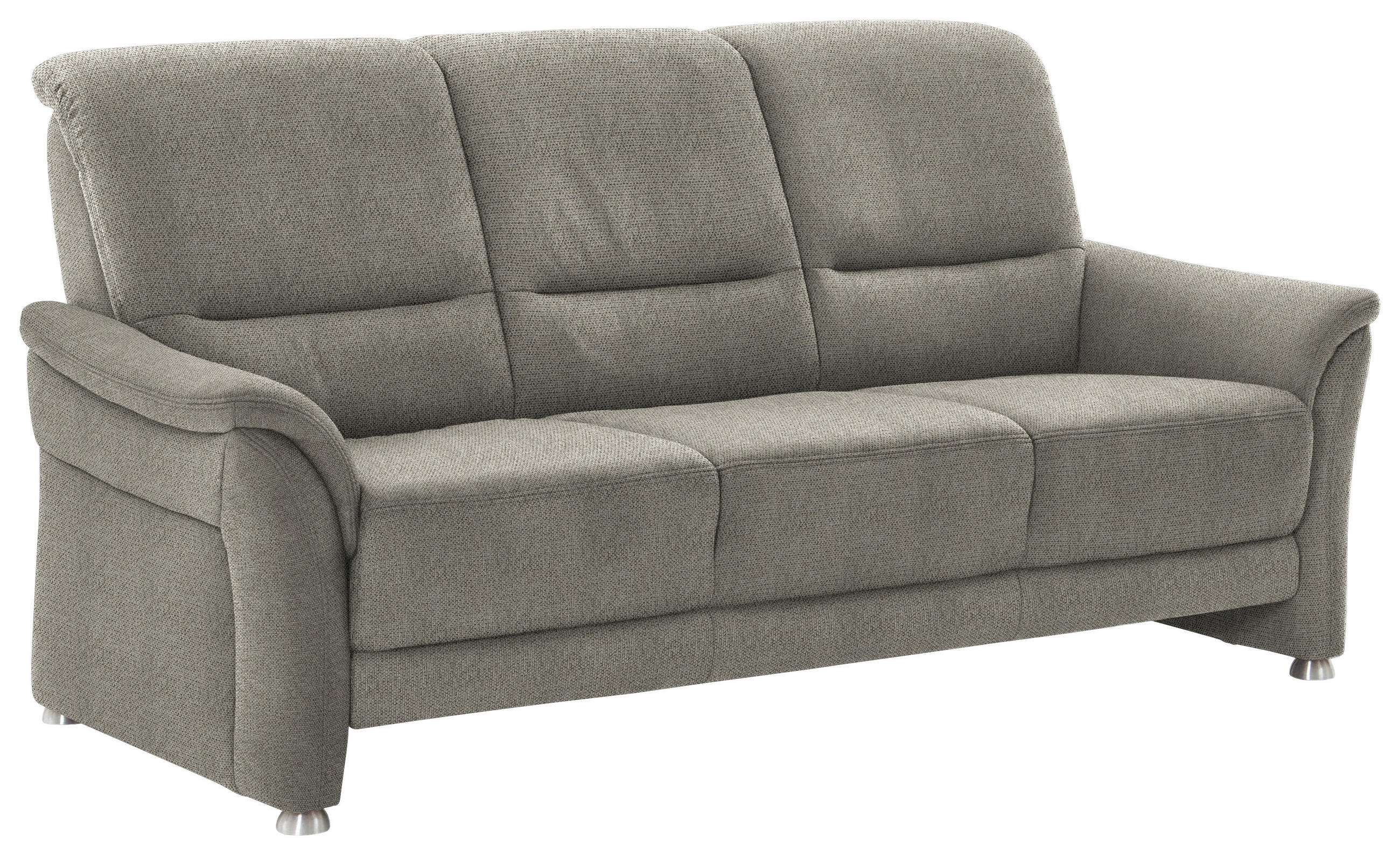 3-SITZER-SOFA Flachgewebe Schilfgrün  - Schilfgrün/Alufarben, Konventionell, Textil/Metall (198/96/93cm) - Beldomo Premium