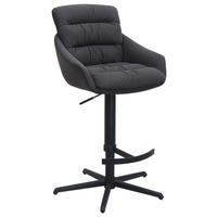 BARHOCKER Webstoff Echtleder Schwarz Stahl Sitzfläche 360° drehbar, inklusive Armlehnen, automatische Rückholfunktion  - Schwarz, Design, Leder/Textil (58/103/120/61cm) - Dieter Knoll