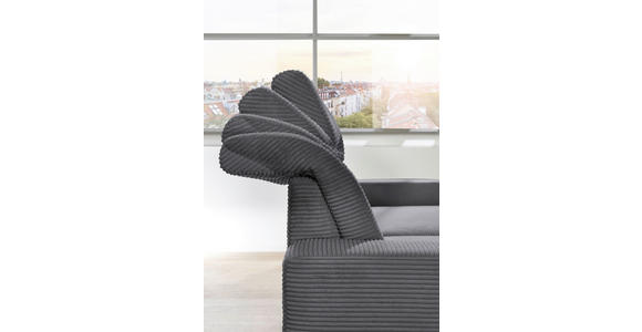 ECKSOFA inkl. Funktion Grau Cord  - Schwarz/Grau, KONVENTIONELL, Textil/Metall (290/178cm) - Cantus