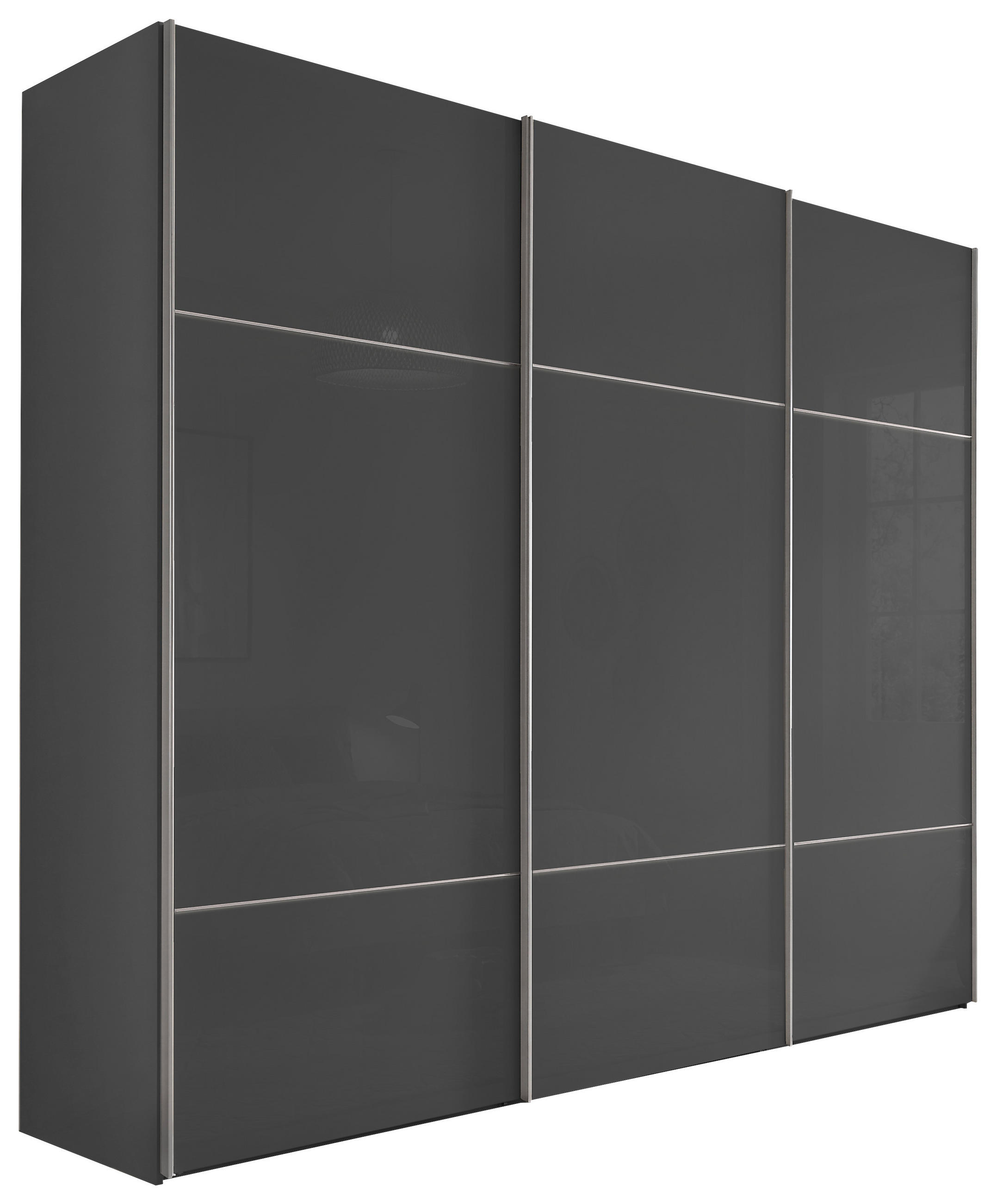 SCHWEBETÜRENSCHRANK 249/222/68 cm 3 Tür(en)-türig Graphitfarben  - Alufarben/Graphitfarben, Design, Glas/Holzwerkstoff (249/222/68cm) - Moderano