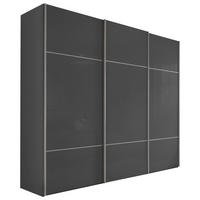 SCHWEBETÜRENSCHRANK 249/222/68 cm 3 Tür(en)-türig Graphitfarben  - Alufarben/Graphitfarben, Design, Glas/Holzwerkstoff (249/222/68cm) - Moderano
