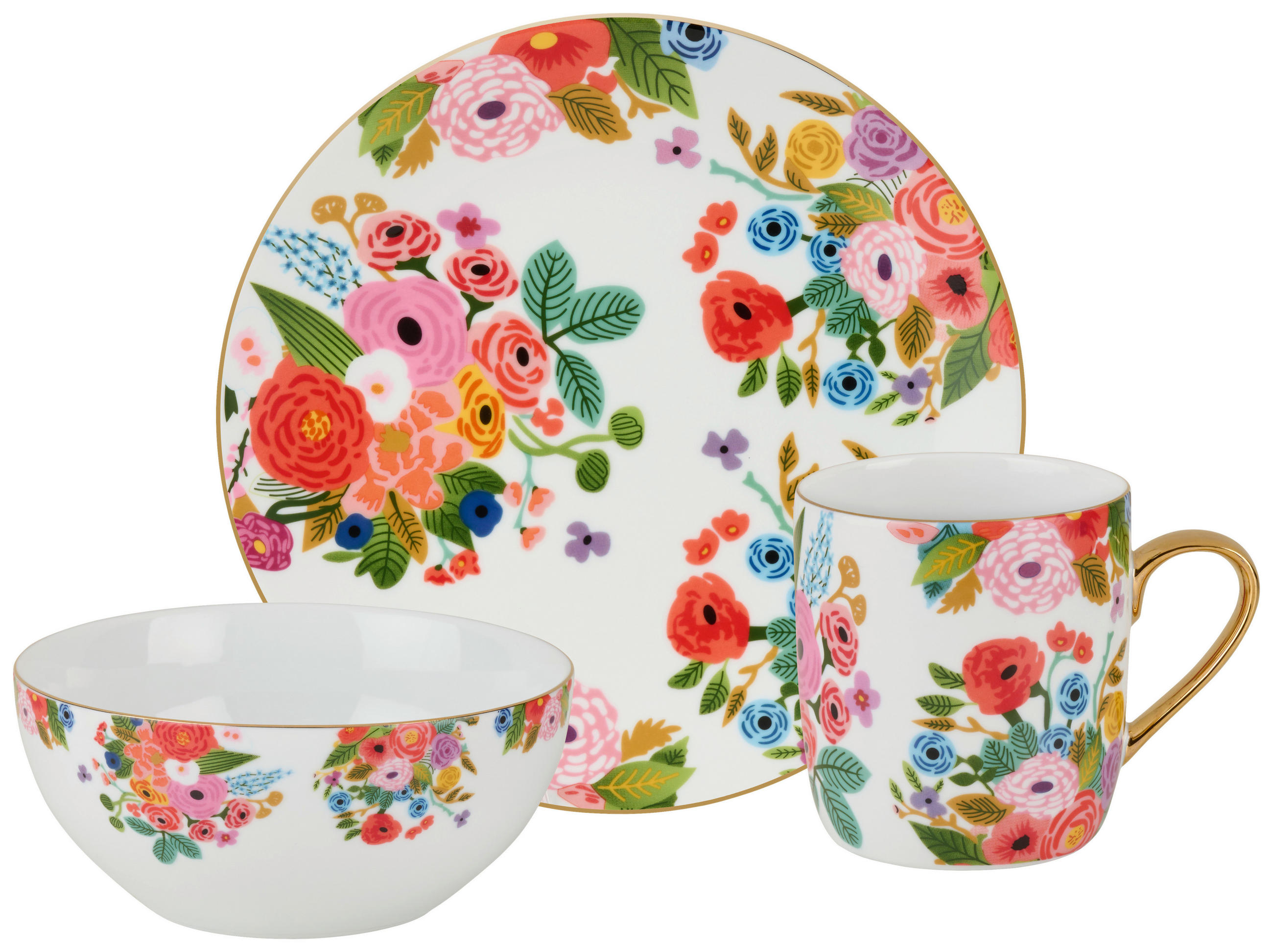 FRÜHSTÜCKSSERVICE JOLIE  - Weiss/Goldfarben, Trend, Keramik - Landscape