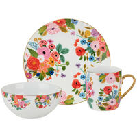 SERVIS ZA ZAJTRK 3/1  JOLIE  - zlate barve/bela, Trend, keramika - Landscape