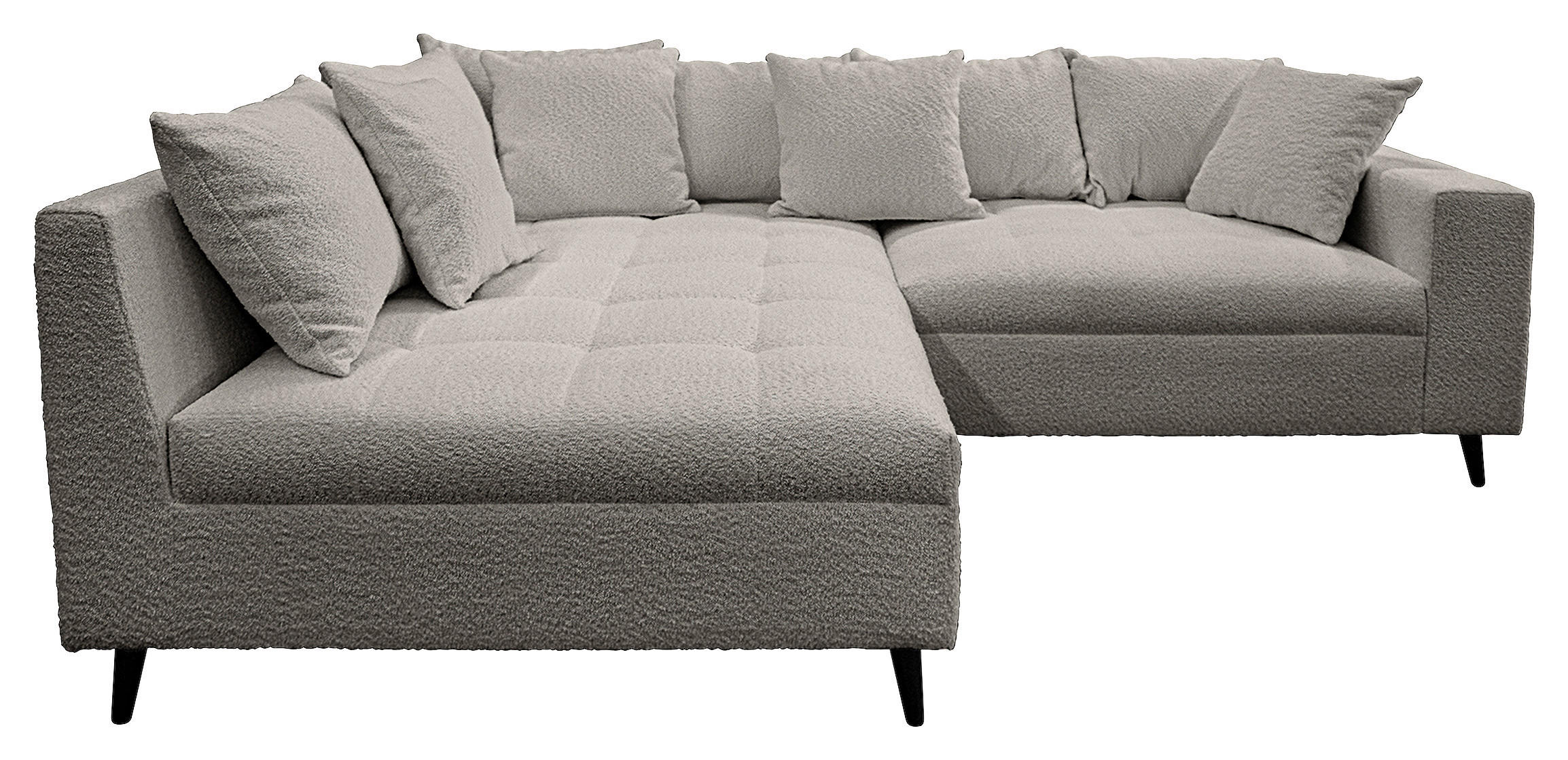 Thumbnail - Mid.you Ecksofa, Dunkelgrau, Textil, Birke, 3-Sitzer, Füllung: Schaumstoffflocken,Schaumstoffflocken, Ottomane links, L-...