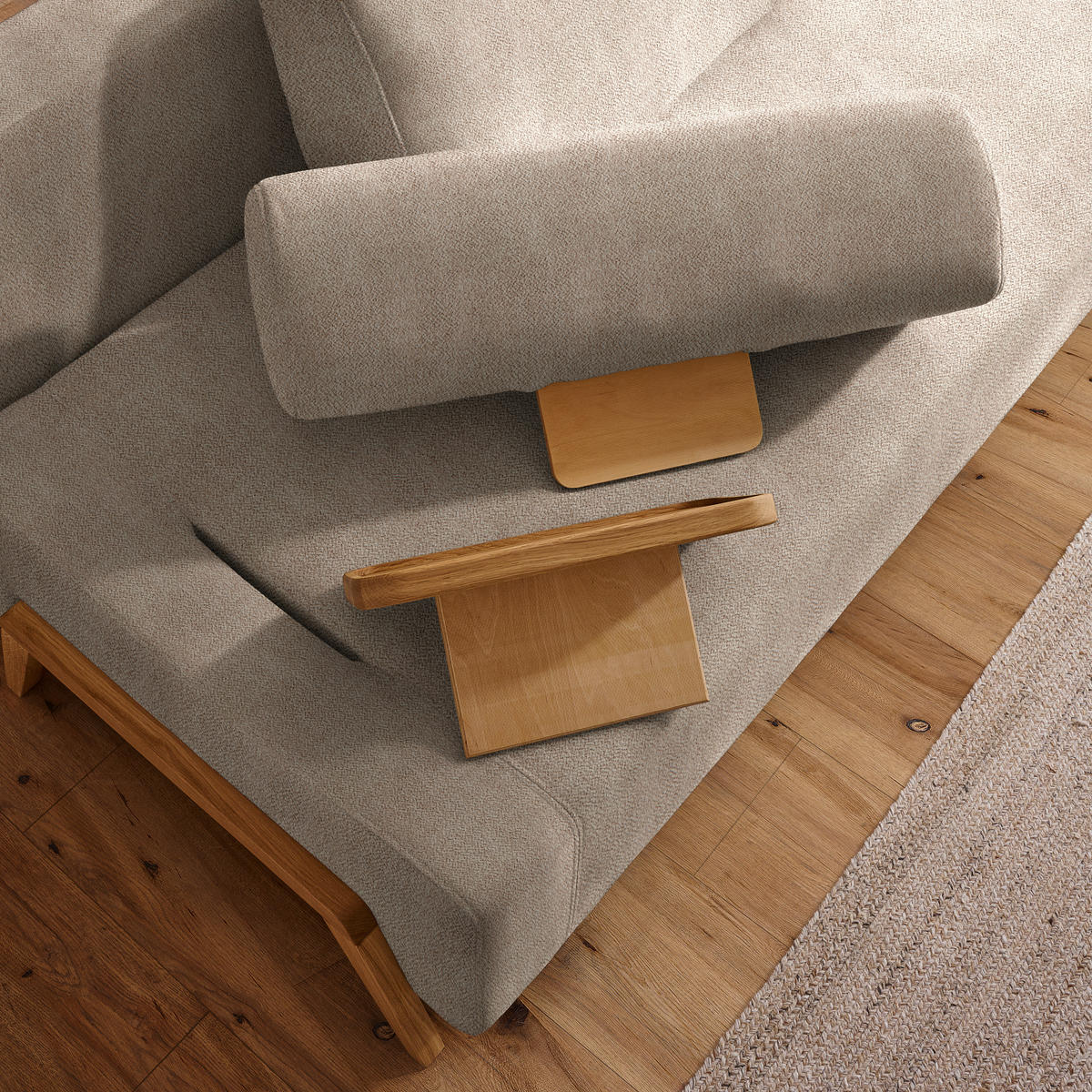 SCHLAFSOFA in Holz, Textil Beige  - Beige/Naturfarben, Design, Holz/Textil (211/88/102cm) - Niels Andersson