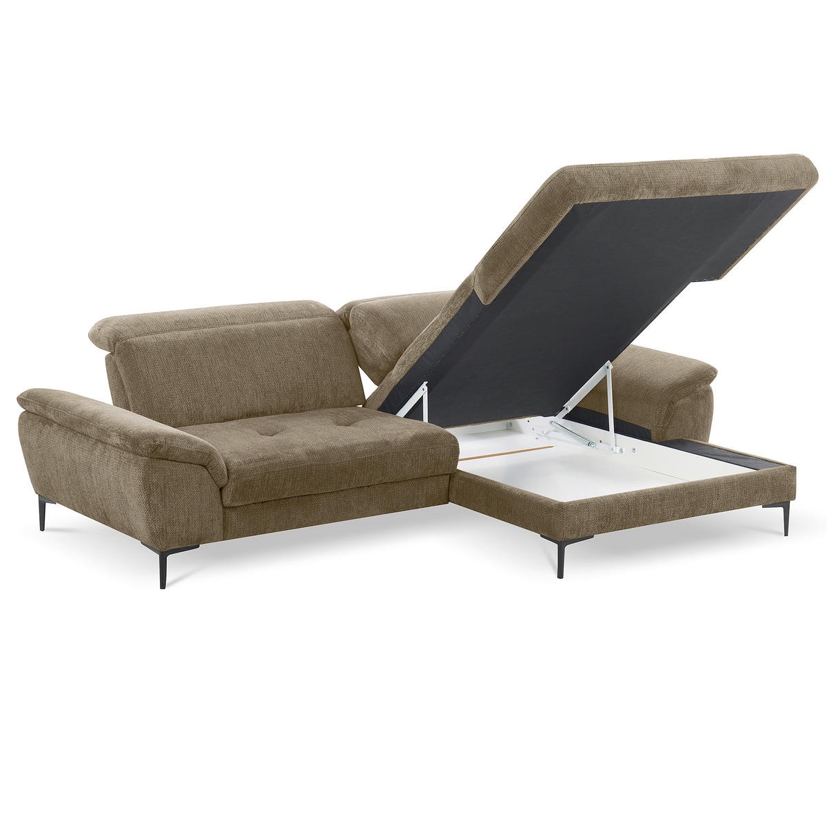 ECKSOFA  Webstoff Taupe  - Taupe/Schwarz, Design, Textil/Metall (268/195cm) - Livetastic