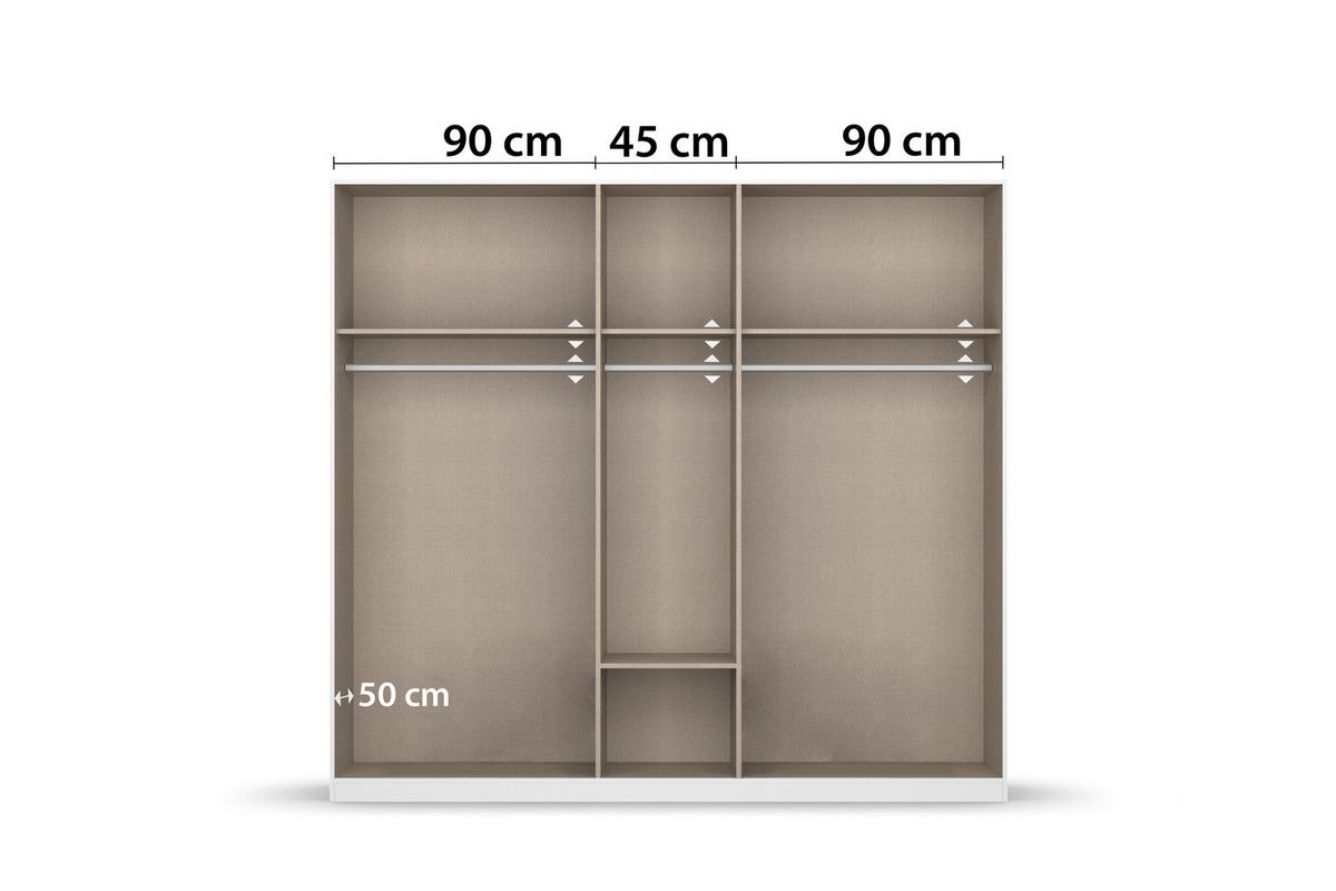 KLEIDERSCHRANK in Weiss, Eiche Artisan  - Weiss/Eiche Artisan, Basics, Holzwerkstoff/Metall (226/210/54cm) - Boxxx