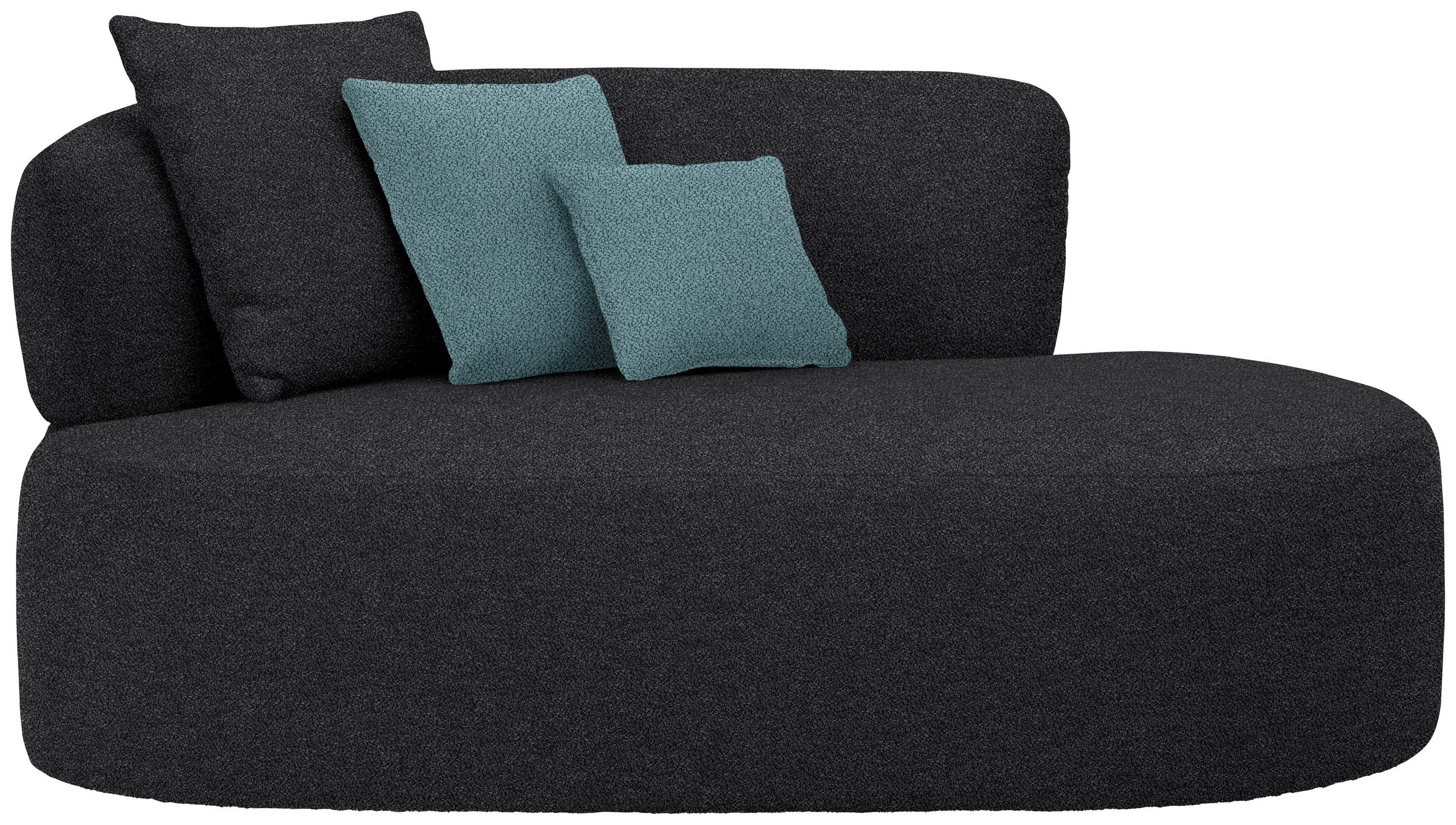 RÉCAMIERE in Plüsch Anthrazit, Petrol - Anthrazit/Petrol, MODERN, Kunststoff/Textil (166/86/105cm) - Hom`in