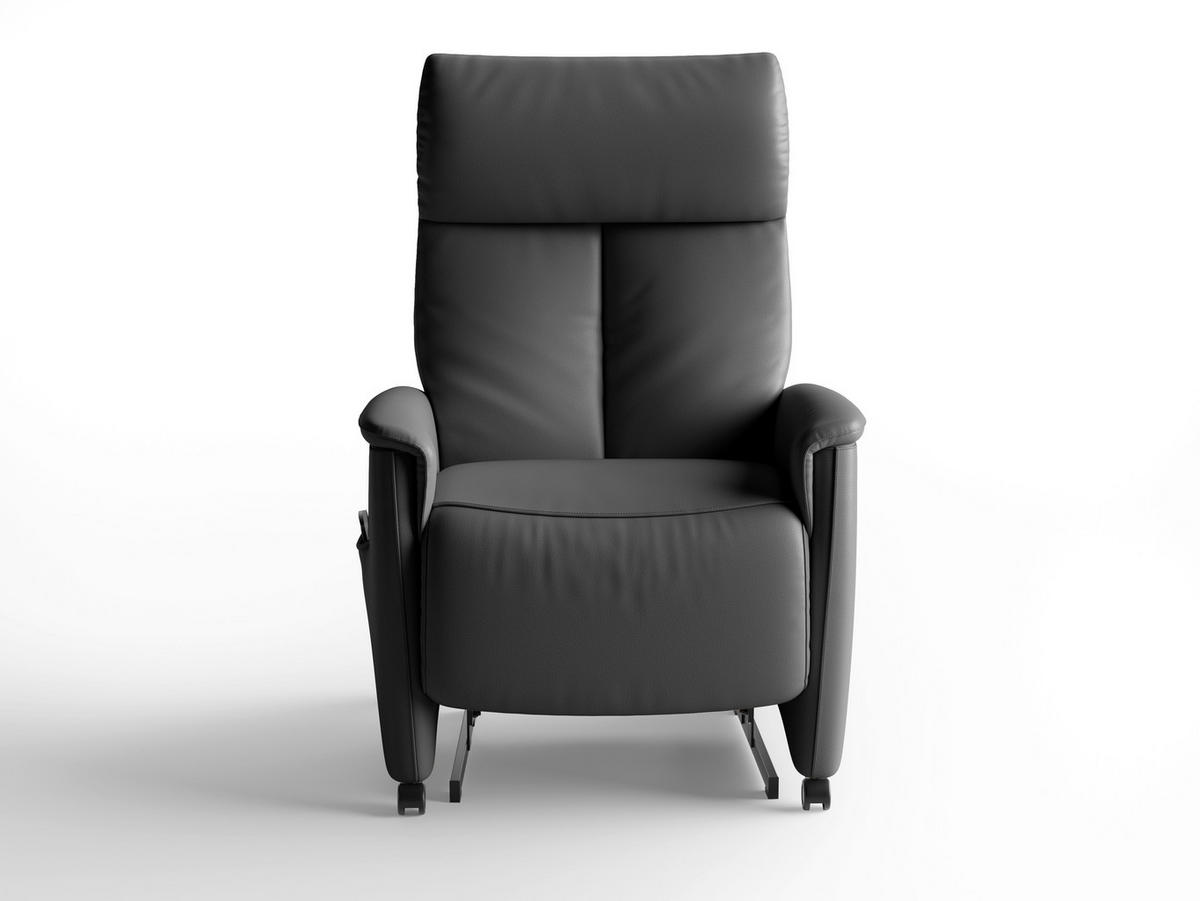 RELAXSESSEL TV CREMONA COMFORT E S1 Echtleder Kopfteilverstellung, Fußteilverstellung, Rücken echt    - Schwarz, Basics, Leder/Kunststoff (76/110/84cm) - Sit & More