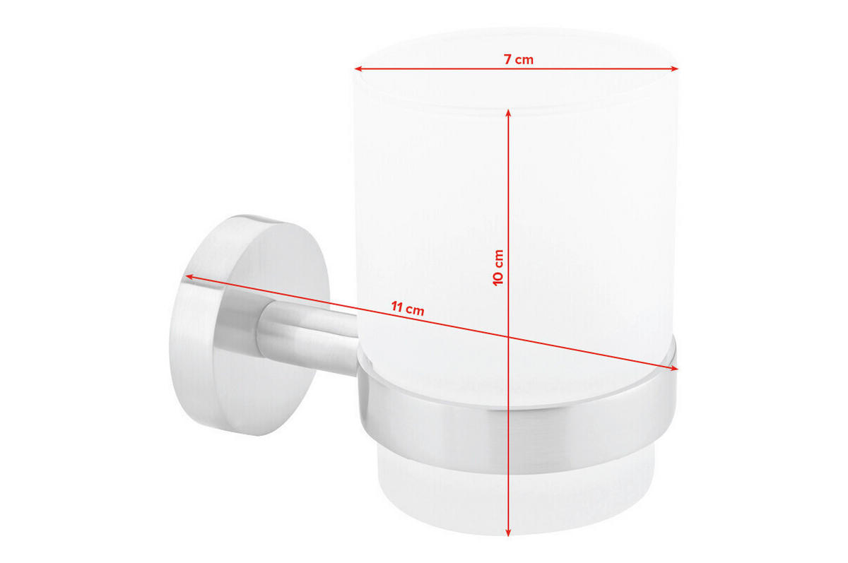 ZAHNPUTZBECHERHALTER MOON  - Edelstahlfarben/Weiß, Basics, Glas/Metall (7/10/11cm) - Tesa