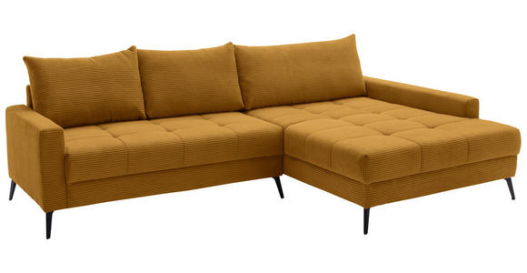 ECKSOFA  in Cord Currygelb  280/173 cm  - Currygelb/Schwarz, KONVENTIONELL, Textil/Metall (280/173cm) - Hom`in