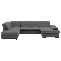 WOHNLANDSCHAFT in Webstoff Dunkelgrau  - Dunkelgrau/Schwarz, Design, Textil/Metall (210/337/174cm) - Beldomo Style