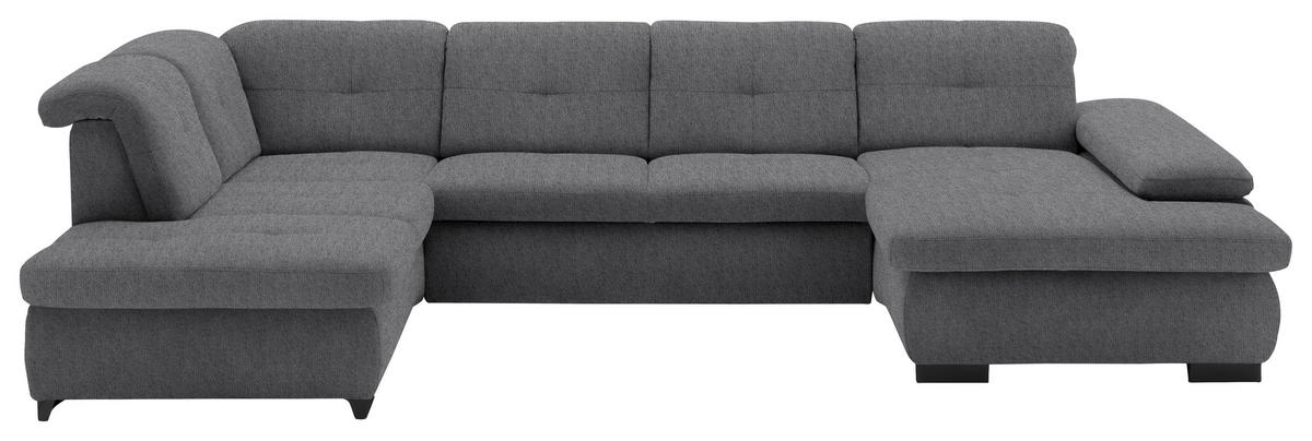 WOHNLANDSCHAFT in Webstoff Dunkelgrau  - Dunkelgrau/Schwarz, Design, Textil/Metall (210/337/174cm) - Beldomo Style