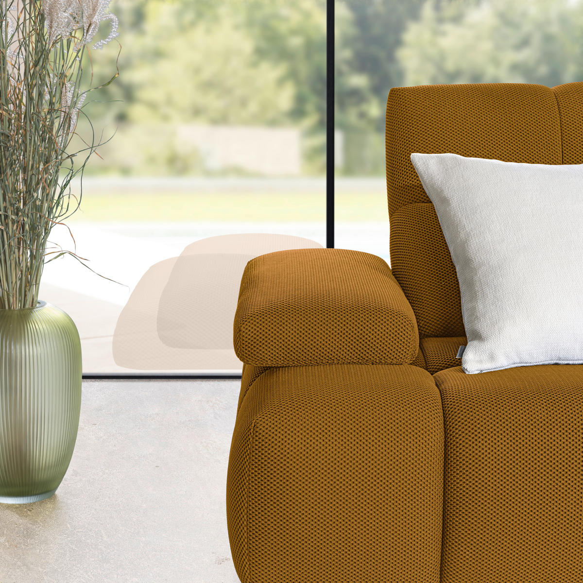 ECKSOFA in Struktur Senfgelb  - Senfgelb/Schwarz, Design, Kunststoff/Textil (313/233cm) - Emilio Belluti