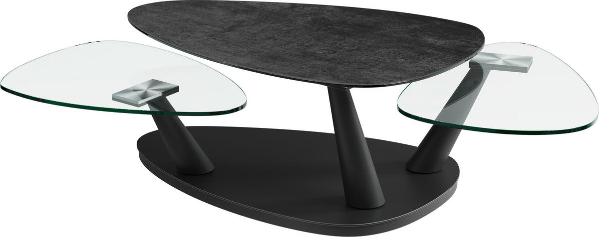 COUCHTISCH Metall, Glas, Keramik 98/58/43 cm  - Silberfarben/Titanfarben, Modern, Glas/Keramik (98/58/43cm) - Dieter Knoll