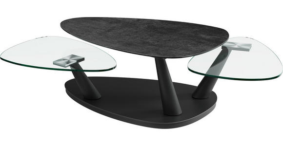 COUCHTISCH in Metall, Glas, Keramik 98/58/43 cm  - Silberfarben/Titanfarben, MODERN, Glas/Keramik (98/58/43cm) - Dieter Knoll