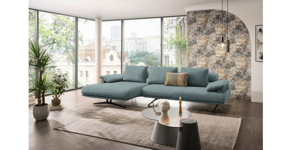 ECKSOFA in Chenille Blau 334/168 cm - Blau/Schwarz, Design, Textil/Metall (334/168cm) - Dieter Knoll