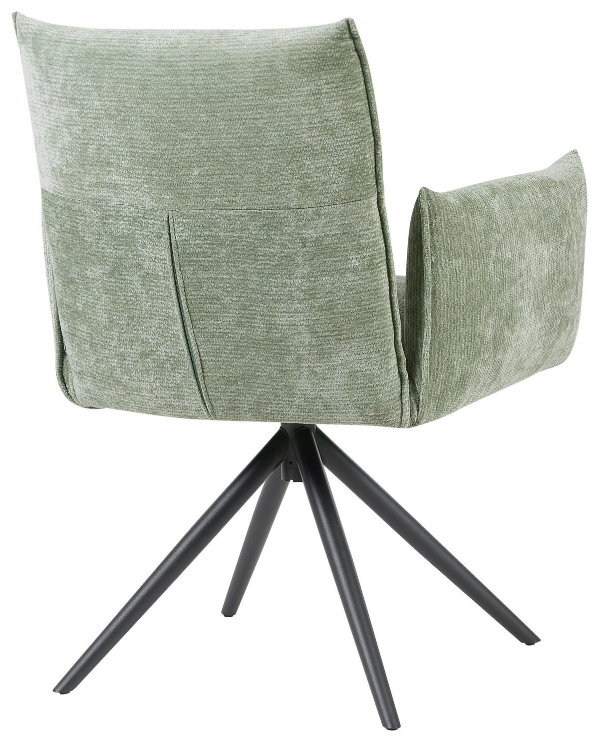 ARMLEHNSTUHL  Sitzfläche 360° drehbar, automatische Rückholfunktion Leinenoptik  - Schwarz/Grün, Design, Textil/Metall (67/86/62cm) - Stylife