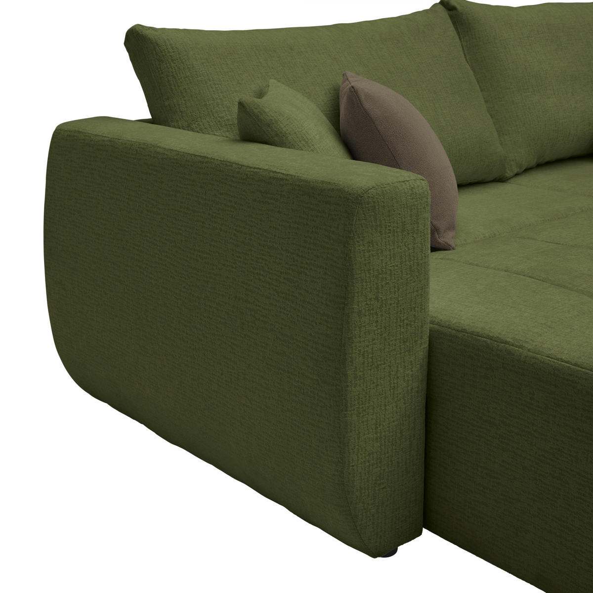 SCHLAFSOFA in Chenille, Jacquard Olivgrün  - Schwarz/Braun, Kunststoff/Textil (245/74-90/104cm) - MID.YOU