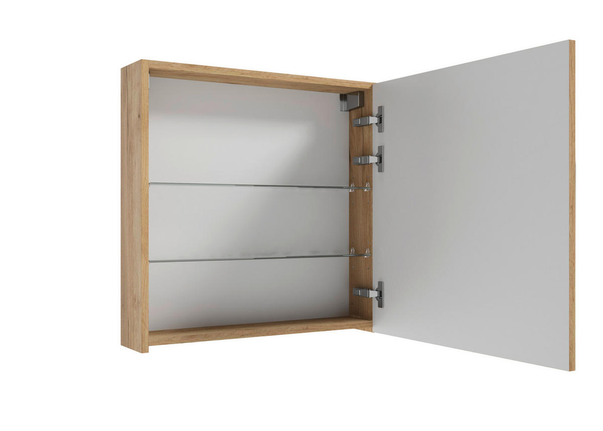 ELEMENT SA OGLEDALOM   - boje hrasta, Moderno, staklo/drvni materijal (60/60/15cm) - MID.YOU