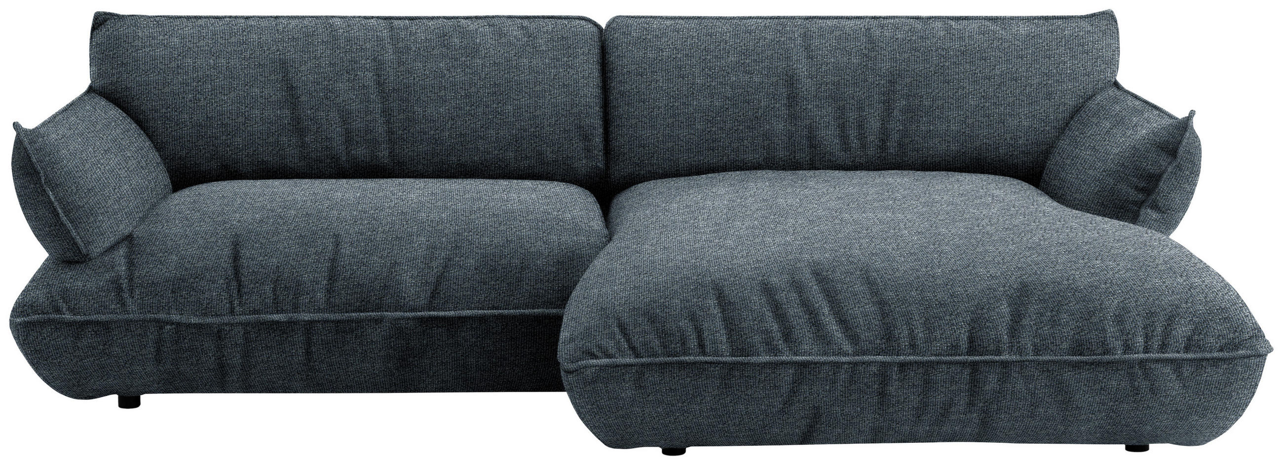 ECKSOFA  in Flachgewebe Blau  264/185 cm  - Blau/Schwarz, Design, Kunststoff/Textil (264/185cm) - Belluti