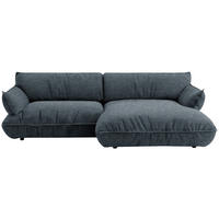 ECKSOFA  in Flachgewebe Blau  264/185 cm  - Blau/Schwarz, Design, Kunststoff/Textil (264/185cm) - Belluti