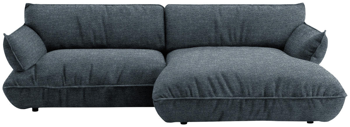 ECKSOFA  in Flachgewebe Blau  264/185 cm  - Blau/Schwarz, Design, Kunststoff/Textil (264/185cm) - Belluti