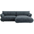 ECKSOFA  in Flachgewebe Blau  264/185 cm  - Blau/Schwarz, Design, Kunststoff/Textil (264/185cm) - Belluti