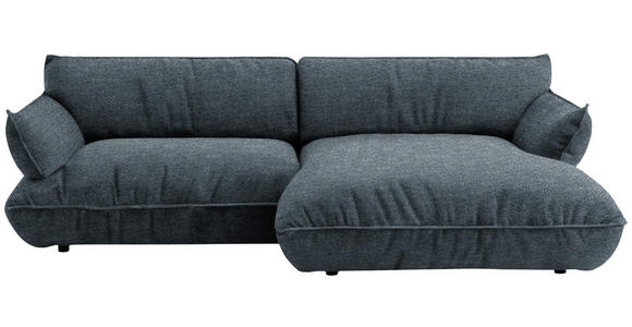 ECKSOFA  in Flachgewebe Blau  264/185 cm  - Blau/Schwarz, Design, Kunststoff/Textil (264/185cm) - Belluti