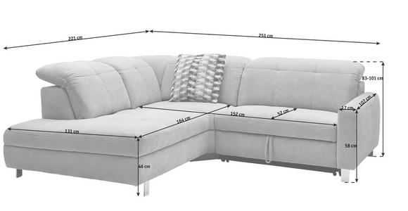 WOHNLANDSCHAFT in Textil Hellgrau - Chromfarben/Hellgrau, Design, Textil/Metall (221/251cm) - Dieter Knoll