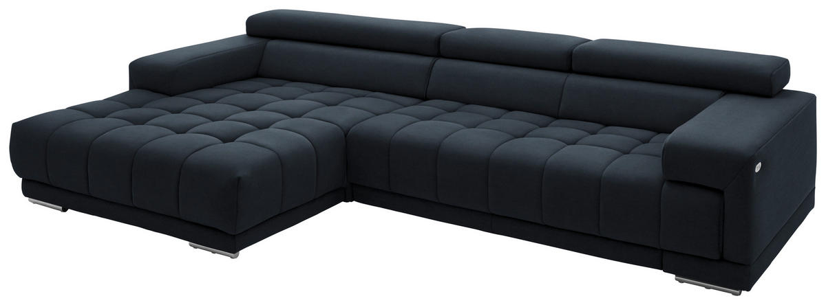 ECKSOFA Mikrofaser Blaugrau  - Silberfarben/Blaugrau, Design, Textil/Metall (190/335cm) - Beldomo Speed