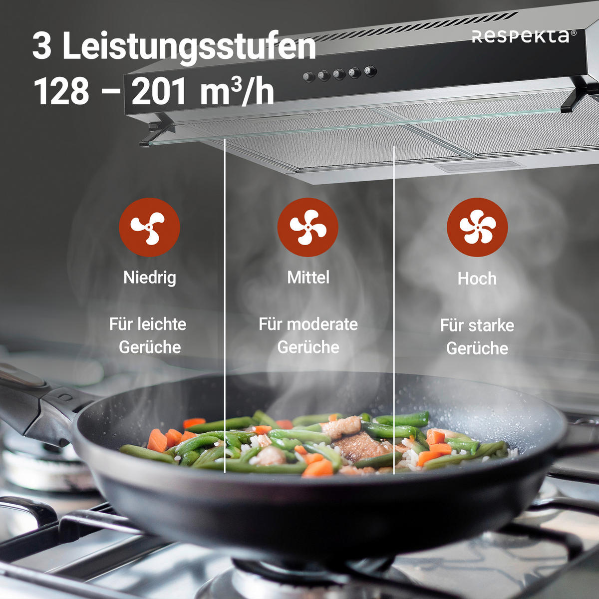 FLÄKTKÅPA CH16060SGB  - stålfärgad/svart, Trend, metall/glas (60/13/50,3cm) - Respekta