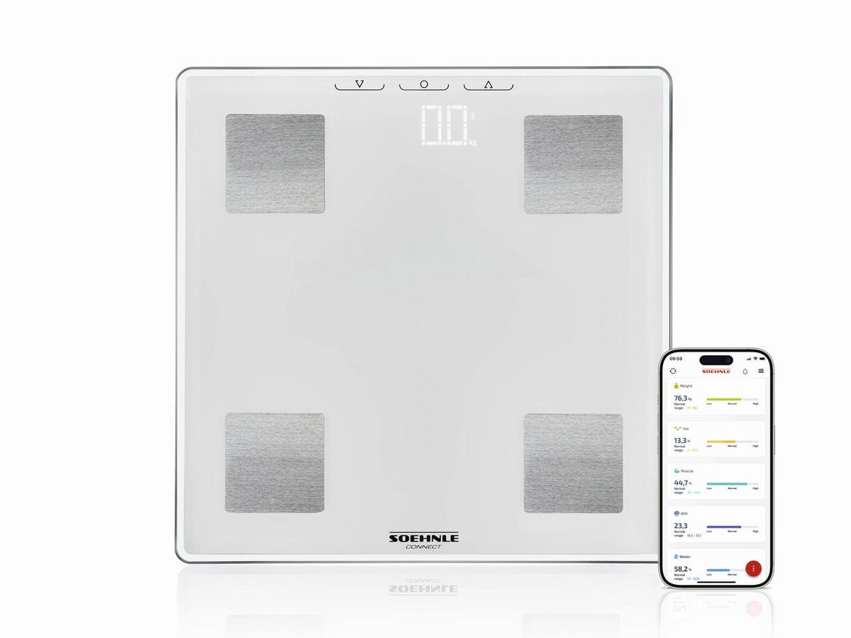 PERSONENWAAGE Shape Sense  - Weiß, Basics, Glas (30/30/2,4cm) - Soehnle