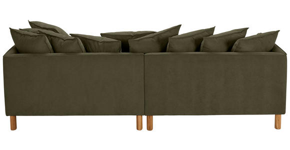 ECKSOFA  in Chenille Dunkelgrün  276/162 cm  - Dunkelgrün/Buchefarben, KONVENTIONELL, Holz/Textil (276/162cm) - Carryhome