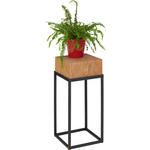 BLUMENSTÄNDER Holz, Metall Eiche vollmassiv  - Eichefarben/Schwarz, Natur, Holz/Metall (25/25/53cm) - Linea Natura