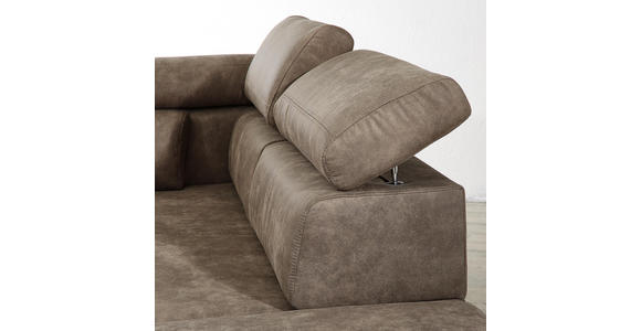 WOHNLANDSCHAFT in Textil Taupe - Taupe/Wengefarben, MODERN, Holz/Textil (263/229cm) - Hom`in