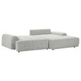 Ecksofa mit Funktion Creme Flachgewebe Zierkissen, Rückenkissen, Bettkasten, Schlaffunktion, Rücken echt, Liegefläche im Originalstoff  - Creme/Schwarz, KONVENTIONELL, Kunststoff/Textil (277/190cm) - Carryhome