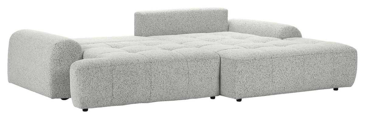 Ecksofa mit Funktion Creme Flachgewebe Zierkissen, Rückenkissen, Bettkasten, Schlaffunktion, Rücken echt, Liegefläche im Originalstoff  - Creme/Schwarz, KONVENTIONELL, Kunststoff/Textil (277/190cm) - Carryhome