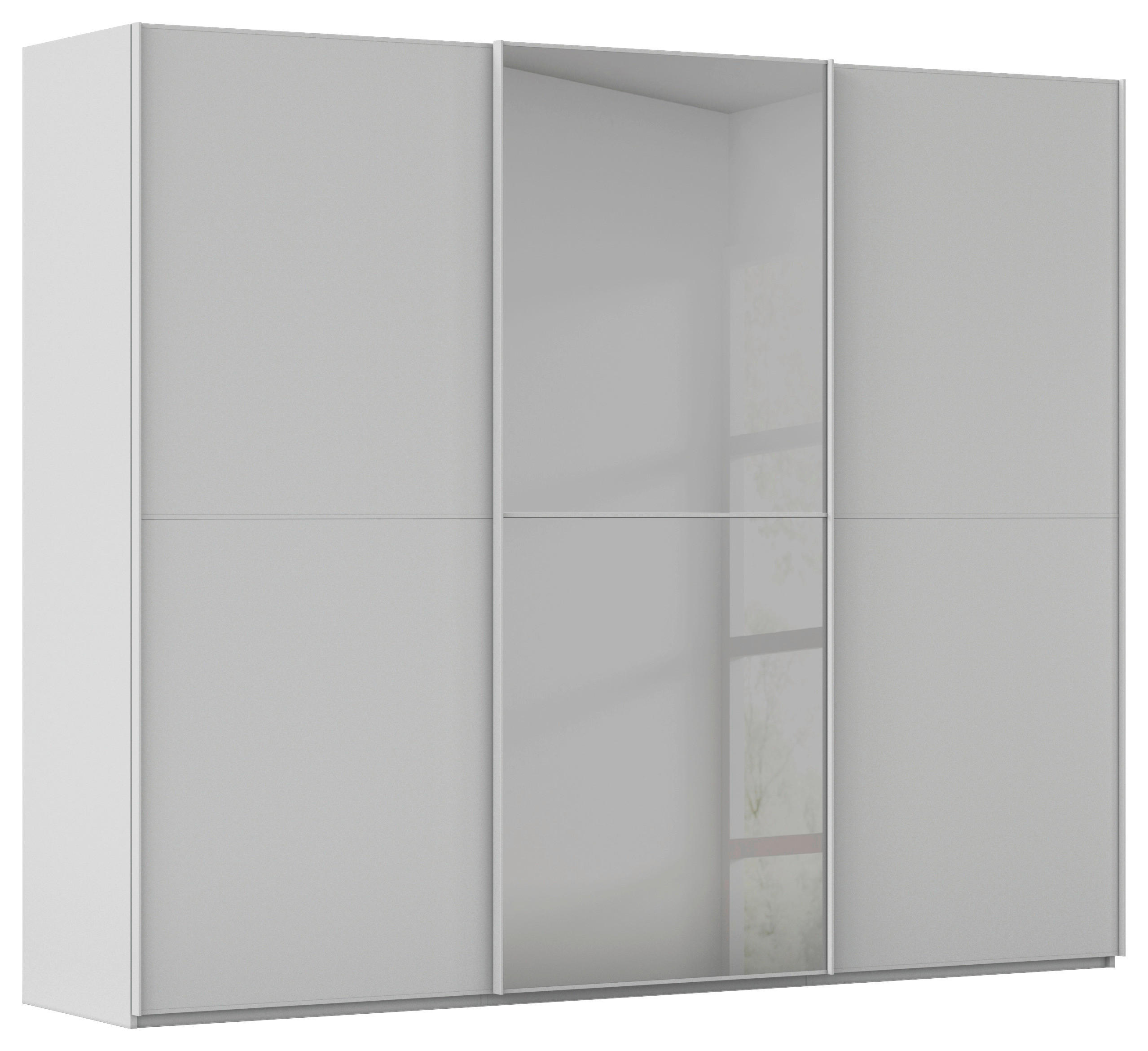 SCHWEBETÜRENSCHRANK 301/223/68 cm 3-türig Grau  - Grau, KONVENTIONELL, Glas/Holzwerkstoff (301/223/68cm) - Novel