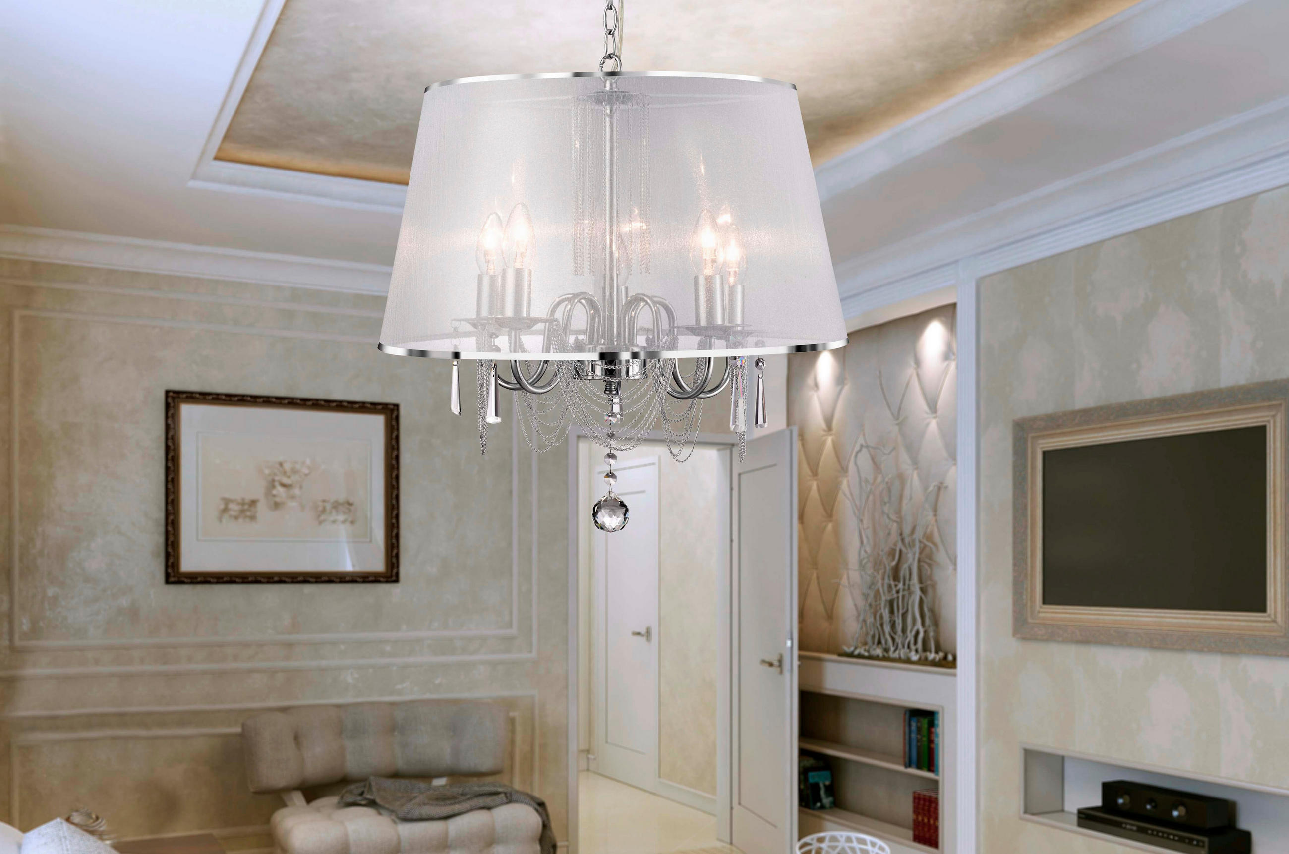 HÄNGLAMPA VENETIAN 50/140 cm  - kromfärg, Design, metall/glas (50/140cm)