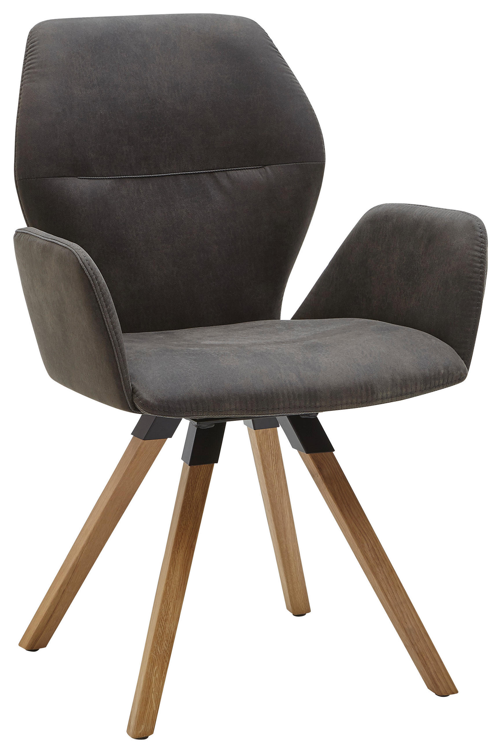 ARMLEHNSTUHL  in Mikrofaser  - Eichefarben/Anthrazit, Design, Holz/Textil (62/91/59cm) - Valnatura