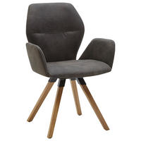 ARMLEHNSTUHL  in Mikrofaser  - Eichefarben/Anthrazit, Design, Holz/Textil (62/91/59cm) - Valnatura