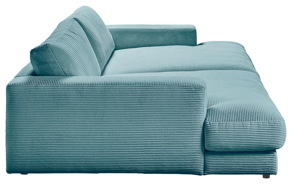 MEGASOFA Cord Petrol  - Petrol/Schwarz, Design, Kunststoff/Textil (290/86/170cm) - Pure Home Lifestyle
