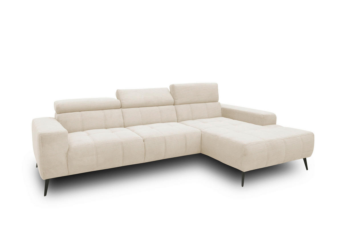 ECKSOFA TRENTO Creme Mikrofaser  - Dunkelgrau/Creme, MODERN, Textil/Metall (287/175cm) - MID.YOU
