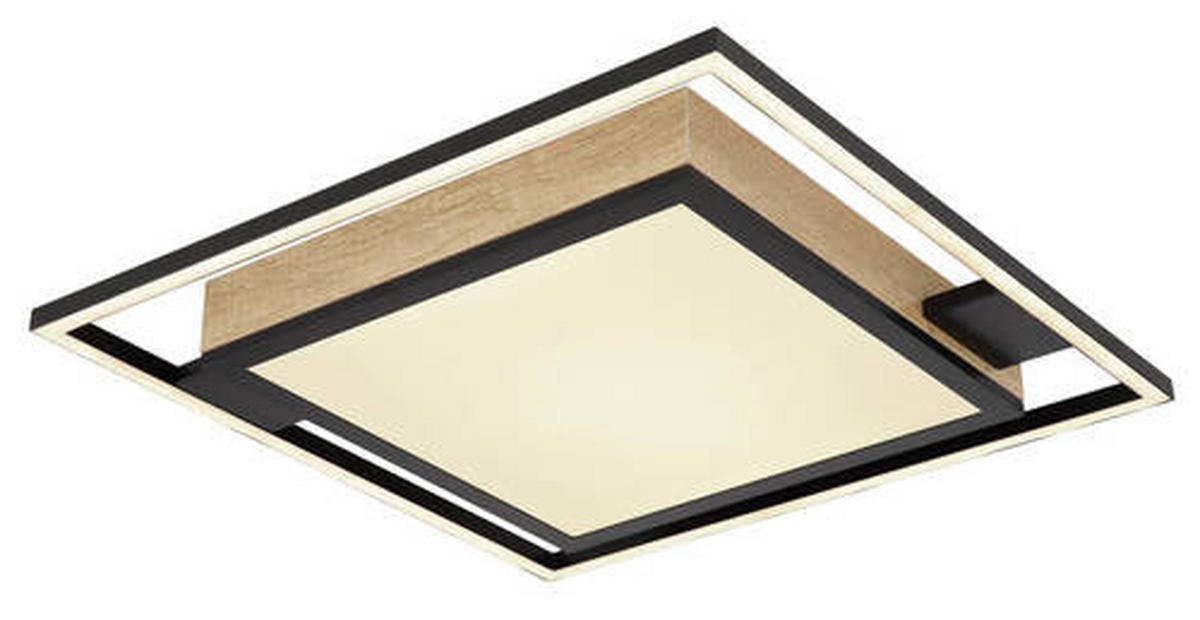 LED-DECKENLEUCHTE 40 W    40/40/6 cm  - Dunkelbraun/Opal, Design, Holzwerkstoff/Kunststoff (40/40/6cm) - Globo
