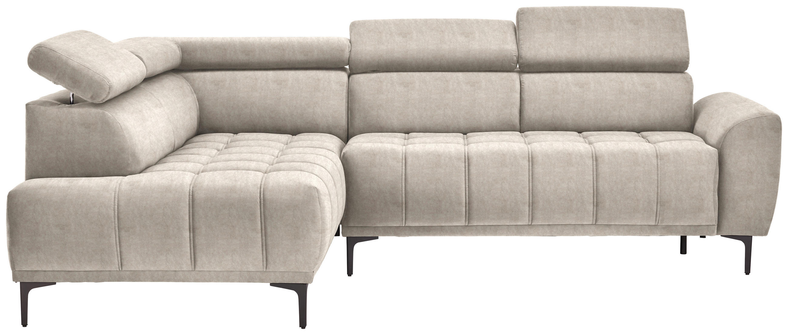 ECKSOFA Beige Velours  - Beige/Schwarz, Design, Textil/Metall (191/261cm) - Stylife