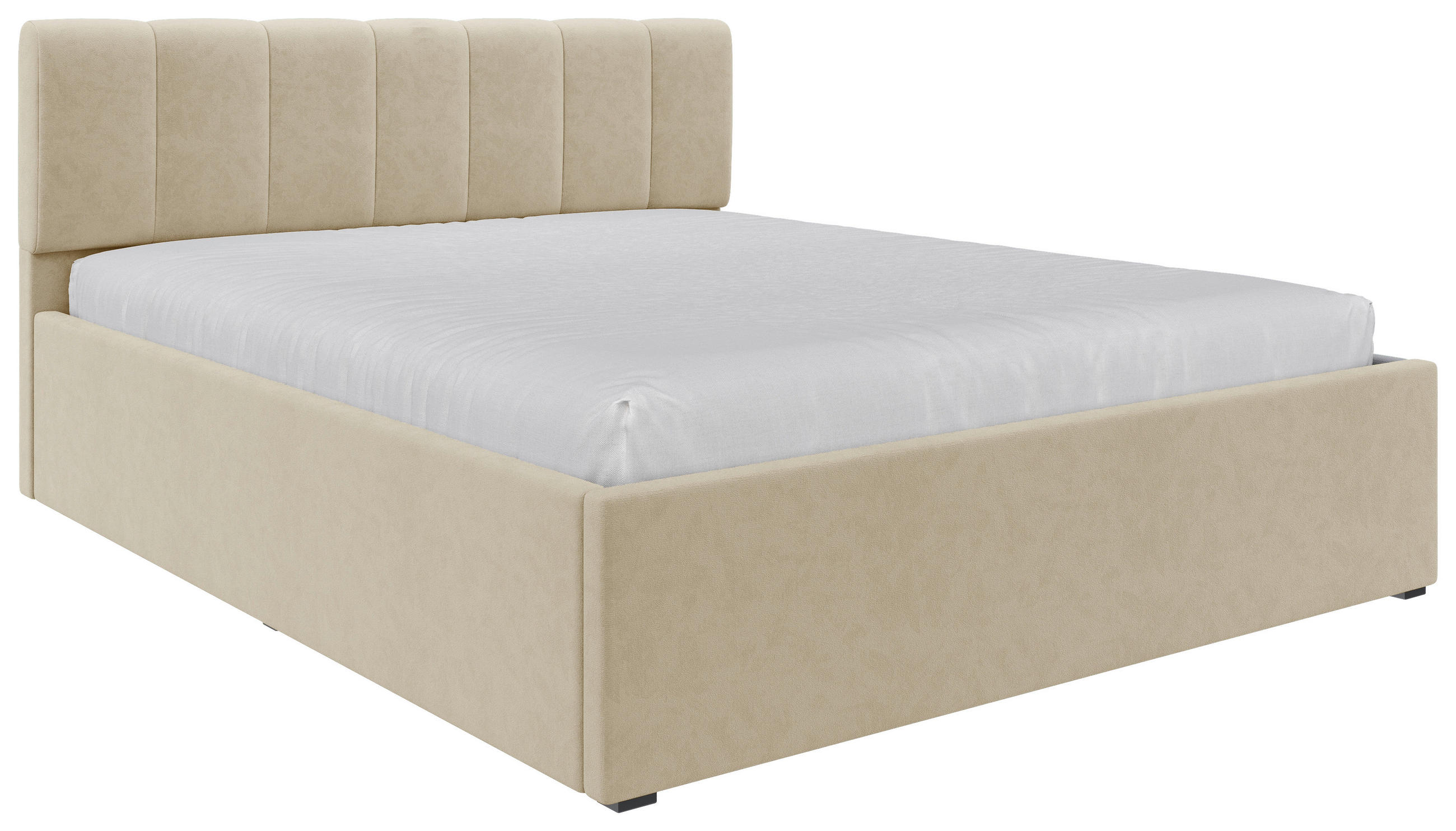 POLSTERBETT 160/200 cm  in Creme  - Creme/Schwarz, Design, Holz/Kunststoff (160/200cm) - Stylife