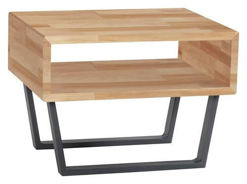 NACHTTISCH Kernbuche massiv Anthrazit, Kernbuche  - Anthrazit/Kernbuche, Natur, Holz/Metall (50/41/36cm) - Hasena