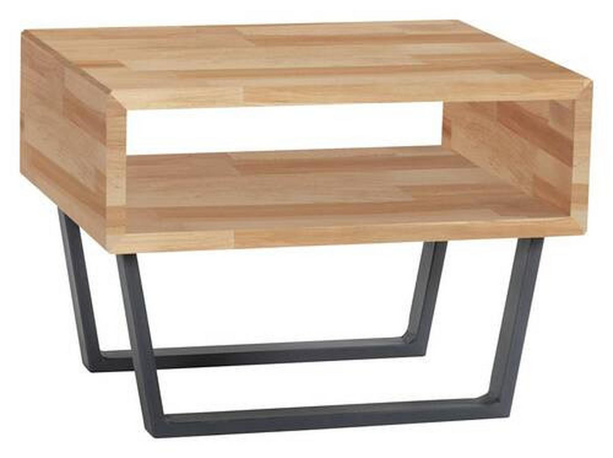 NACHTTISCH 50/36/41 cm  in massiv Kernbuche Anthrazit, Kernbuche  - Anthrazit/Kernbuche, Natur, Holz/Metall (50/36/41cm) - Hasena